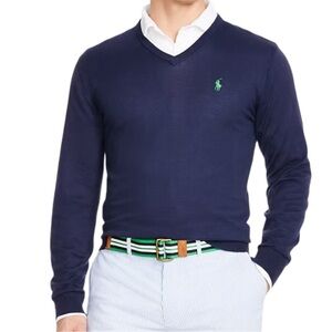 Ralph Lauren Men's V-Neck Pima Cotton Sweater Rich Purple Long Sleeve Preppy XL